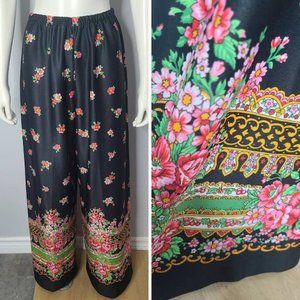 Vintage Wide Leg‎ Pants, 60s Floral Pants, 60s Palazzo Pants